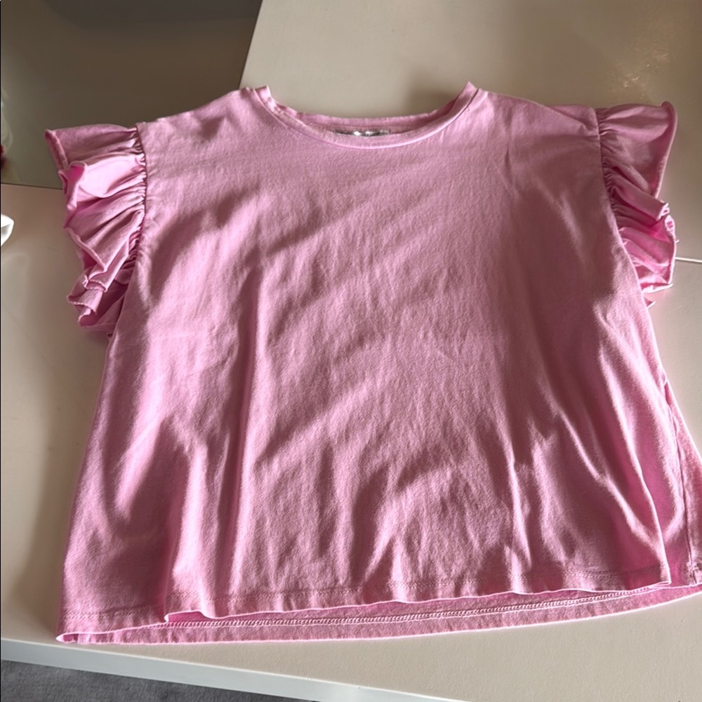 Zara Pink Ruffle Sleeve Blouse